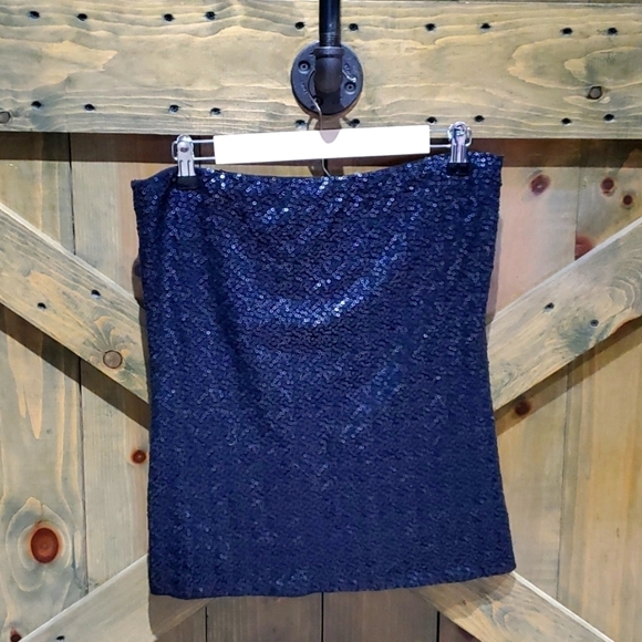 NWT CABI ON BROADWAY TUBE TOP  TUXEDO CARDIGAN BLACK SEQUINS RAVE CLUBWEAR - Picture 1 of 6